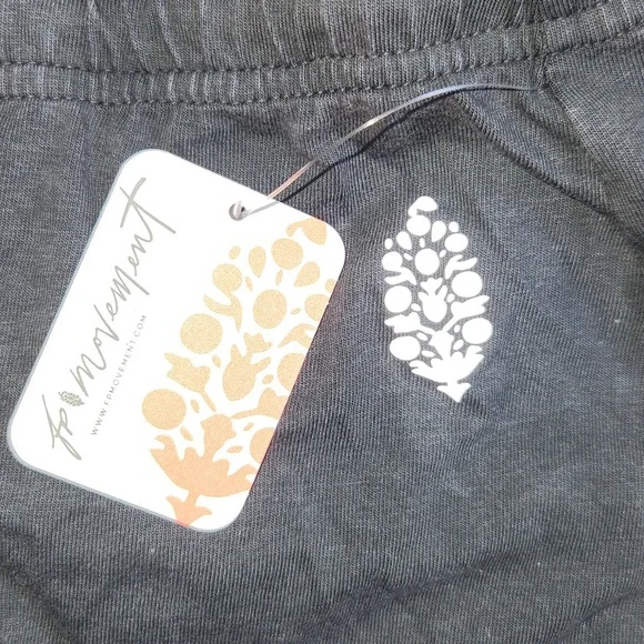 New Free People Hot Shot Slim Skirt Black L FP Movement Midi Mini Washed Gray - Picture 12 of 15